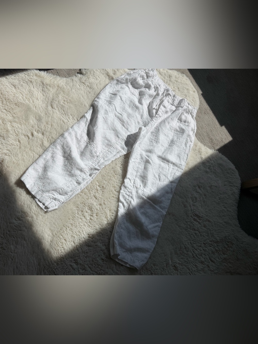 Zara White Linen Jogger Pants